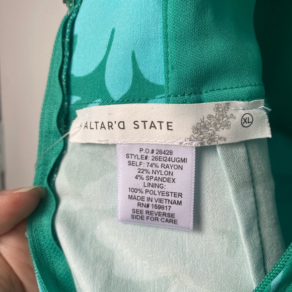 Altar'd State XL Teal Floral Mini Dress NWOT Summer Beach Wedding Guest Stretchy - Picture 5 of 8